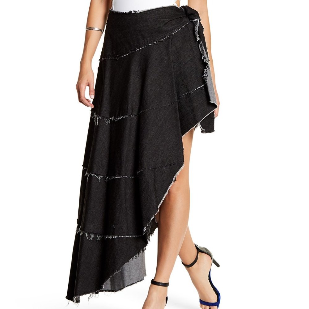 Norma Kamali USA New SKIRT Frayed Wrap Denim SEXY